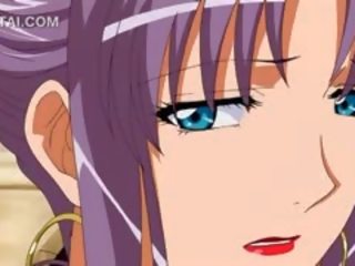 Fabulous pijpen in voorgrond met rondborstig anime hottie